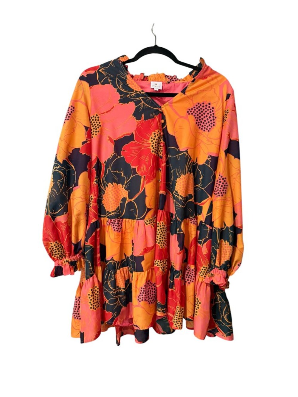 J. Marie Floral V-Neck Long Sleeve Dress - Picture 3 of 8